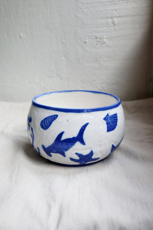 Sgraffitoskål/kruka i porslin